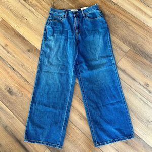 Universal Thread Denim Jean 8 Short Baggy Relaxed Wide Leg High Waist Straight N